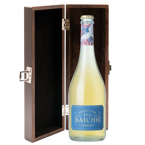 Saicho Jasmine Sparkling Tea 75cl in Elm Wood Gift Box